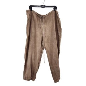 Cynthia Ashby Women's 100% Linen Relaxed Fit Cropped Pants - L